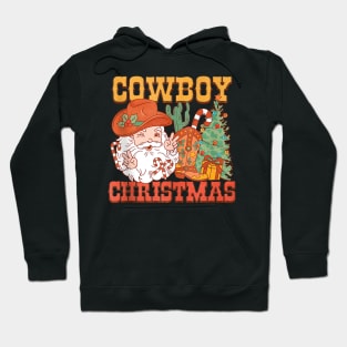 Western Country Cowboy Christmas - Santa Claus Retro Vintage Hoodie